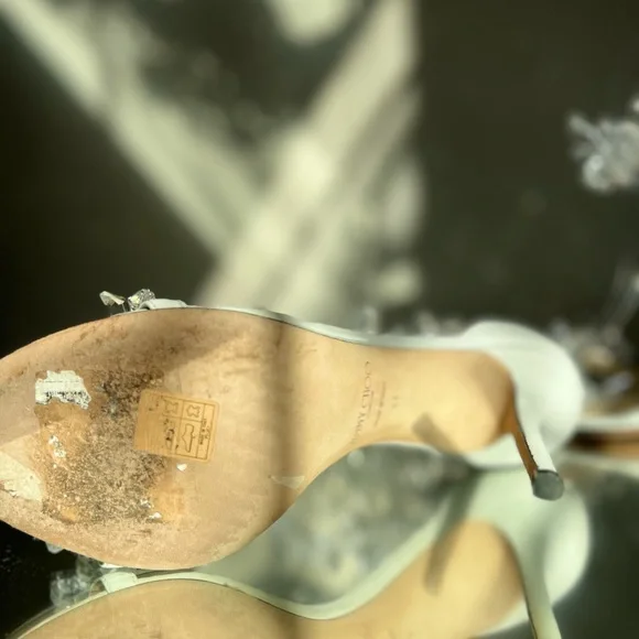 Like new Jimmy Choo White Maisel 100 Crystal Embellished Leather Sandals 41 - Picture 13 of 16